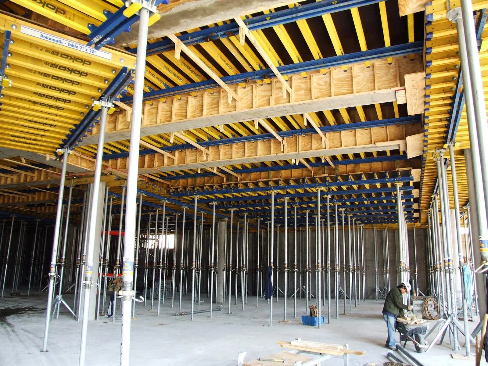 Timber and steel formwork for a concrete pour