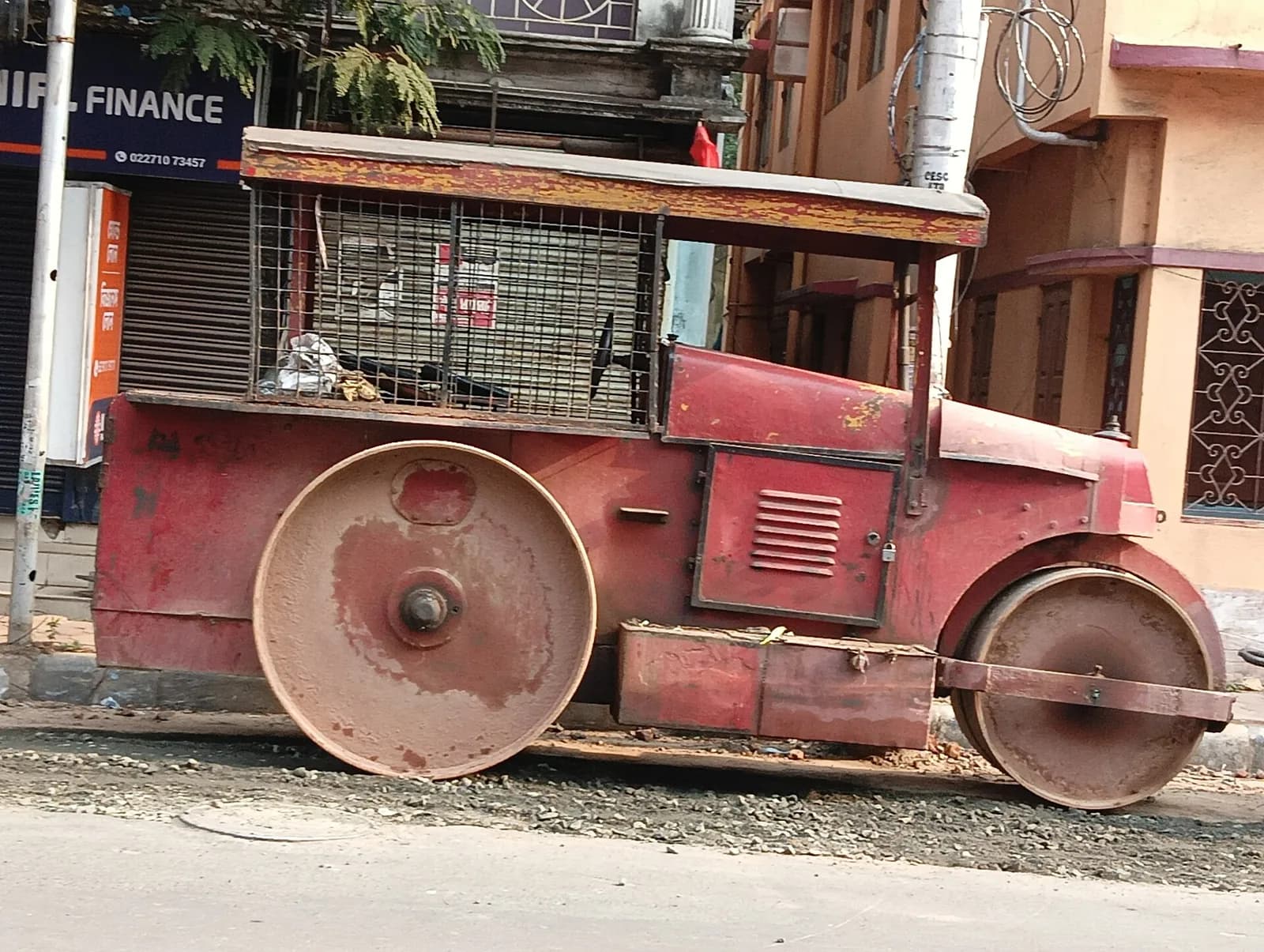 Road roller ready for road works